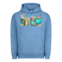 Pigment Pebble Blue daisy coffee cups Urban Hoodie - Zillion Design Studio