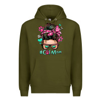 Army Green cat mom messy bun Premium Hoodie - Zillion Design Studio