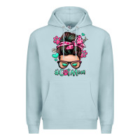 Blue Mist cat mom messy bun Premium Hoodie - Zillion Design Studio