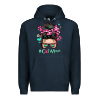 Navy cat mom messy bun Premium Hoodie - Zillion Design Studio