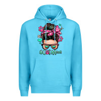 Ocean Blue cat mom messy bun Premium Hoodie - Zillion Design Studio