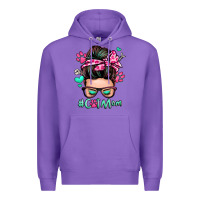 Purple cat mom messy bun Premium Hoodie - Zillion Design Studio