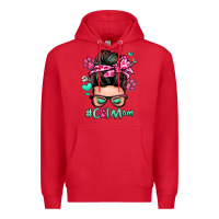 Red cat mom messy bun Premium Hoodie - Zillion Design Studio