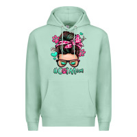 Seafoam cat mom messy bun Premium Hoodie - Zillion Design Studio