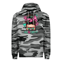 Slate Camo cat mom messy bun Premium Hoodie - Zillion Design Studio
