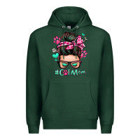 Sports Green cat mom messy bun Premium Hoodie - Zillion Design Studio