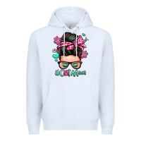 White cat mom messy bun Premium Hoodie - Zillion Design Studio