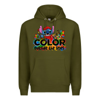 Army Green color outside the lines autism stitch Premium Hoodie - Zillion Design Studio
