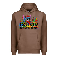 Chestnut color outside the lines autism stitch Premium Hoodie - Zillion Design Studio
