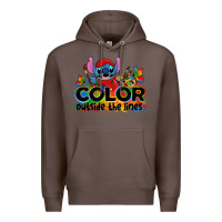Coffee color outside the lines autism stitch Premium Hoodie - Zillion Design Studio