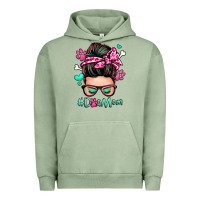 Pigment Oil Green dog mom messy bun Urban Hoodie - Zillion Design Studio