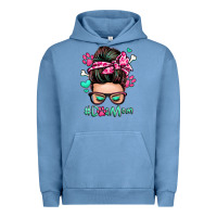 Pigment Pebble Blue dog mom messy bun Urban Hoodie - Zillion Design Studio