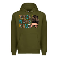 Army Green cool moms club messy bun Premium Hoodie - Zillion Design Studio
