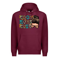 Burgundy cool moms club messy bun Premium Hoodie - Zillion Design Studio