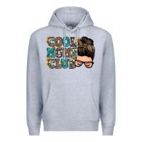 Heather Grey cool moms club messy bun Premium Hoodie - Zillion Design Studio