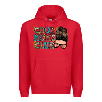 Red cool moms club messy bun Premium Hoodie - Zillion Design Studio