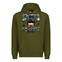 Army Green cowhide junkie messy bun Premium Hoodie - Zillion Design Studio