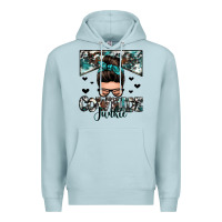 Blue Mist cowhide junkie messy bun Premium Hoodie - Zillion Design Studio