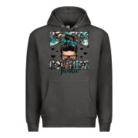 Charcoal Heather cowhide junkie messy bun Premium Hoodie - Zillion Design Studio