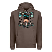 Coffee cowhide junkie messy bun Premium Hoodie - Zillion Design Studio