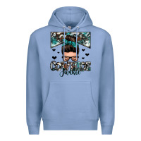 Colony Blue cowhide junkie messy bun Premium Hoodie - Zillion Design Studio