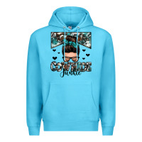 Ocean Blue cowhide junkie messy bun Premium Hoodie - Zillion Design Studio