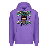 Purple cowhide junkie messy bun Premium Hoodie - Zillion Design Studio