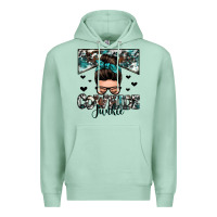 Seafoam cowhide junkie messy bun Premium Hoodie - Zillion Design Studio