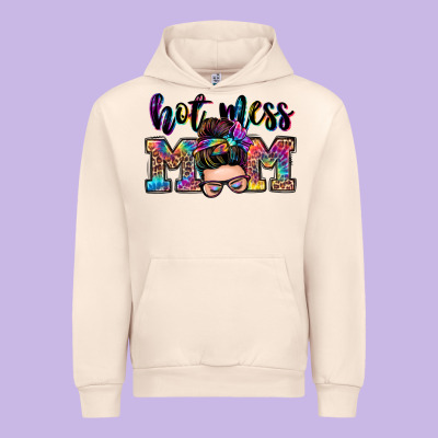 Hot Mess Mom Messy Bun Urban Hoodie Designed By Zillion Design Studio