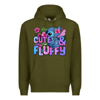 Army Green cute and fluffy stitch Premium Hoodie - Zillion Design Studio