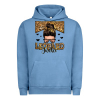 Pigment Pebble Blue leopard junkie messy bun Urban Hoodie - Zillion Design Studio