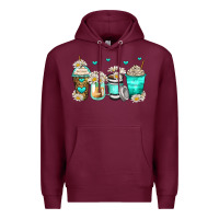 Burgundy daisy coffee cups Premium Hoodie - Zillion Design Studio
