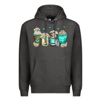Charcoal Heather daisy coffee cups Premium Hoodie - Zillion Design Studio
