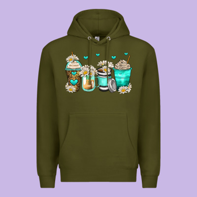Daisy Coffee Cups Premium Hoodie Designed By Zillion Design Studio