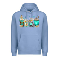 Colony Blue daisy coffee cups Premium Hoodie - Zillion Design Studio