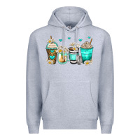 Heather Grey daisy coffee cups Premium Hoodie - Zillion Design Studio