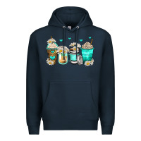 Navy daisy coffee cups Premium Hoodie - Zillion Design Studio