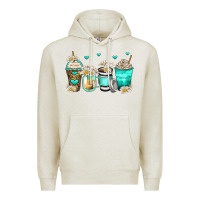 Oatmeal Heather daisy coffee cups Premium Hoodie - Zillion Design Studio