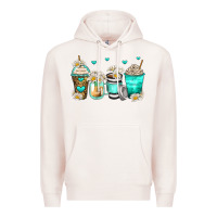 Pale Pink daisy coffee cups Premium Hoodie - Zillion Design Studio
