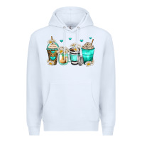 White daisy coffee cups Premium Hoodie - Zillion Design Studio