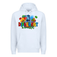 White different is beautiful autism stitch Premium Hoodie - Zillion Design Studio