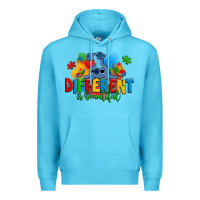 Ocean Blue different is beautiful autism stitch Premium Hoodie - Zillion Design Studio