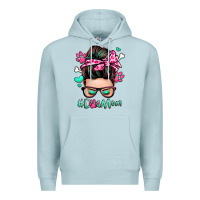 Blue Mist dog mom messy bun Premium Hoodie - Zillion Design Studio