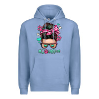 Colony Blue dog mom messy bun Premium Hoodie - Zillion Design Studio