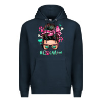 Navy dog mom messy bun Premium Hoodie - Zillion Design Studio