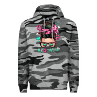 Slate Camo dog mom messy bun Premium Hoodie - Zillion Design Studio