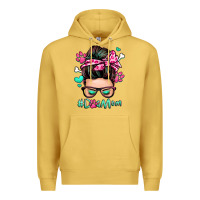 Antique Gold dog mom messy bun Premium Hoodie - Zillion Design Studio