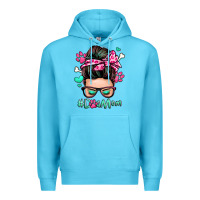Ocean Blue dog mom messy bun Premium Hoodie - Zillion Design Studio