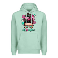 Seafoam dog mom messy bun Premium Hoodie - Zillion Design Studio