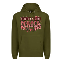 Army Green glitter and dirt mama of both girls Premium Hoodie - Zillion Design Studio